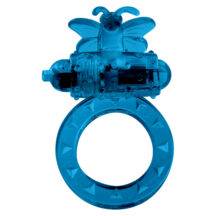 Виброкольцо с клиторальным стимулятором Toy Joy Flutter-Ring, синее
