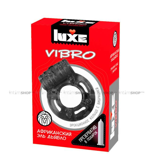 Виброкольцо Luxe Vibro Африканский Эль Дьябло + презерватив, черное