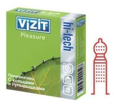 Презервативы "Vizit" Hi-tech Pleasure № 3 (с кольцами и пупырышками)